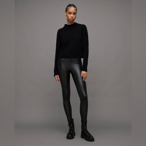 All Saints Cora High-Rise Skinny Fit Faux Leggings - Picture 2 of 9